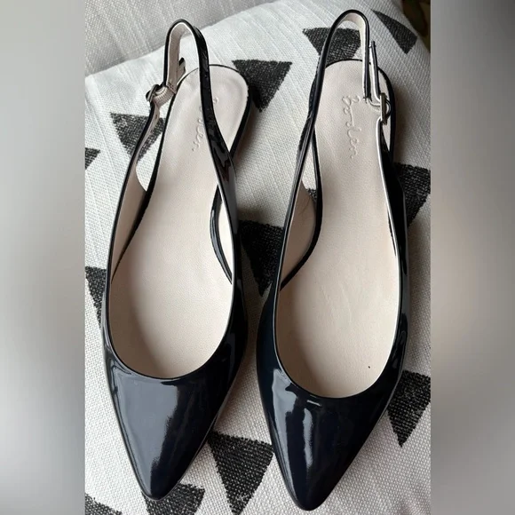 Boden NEW Black Patent Leather Slingback Flats w Buckle Fastener - Size (39)8.5 - Picture 4 of 9